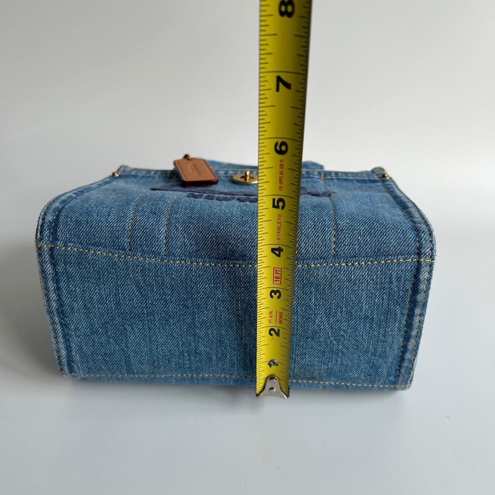 Coach Blue Denim Embroidered Mini Tote with Gold Hardware - Picture 11 of 11